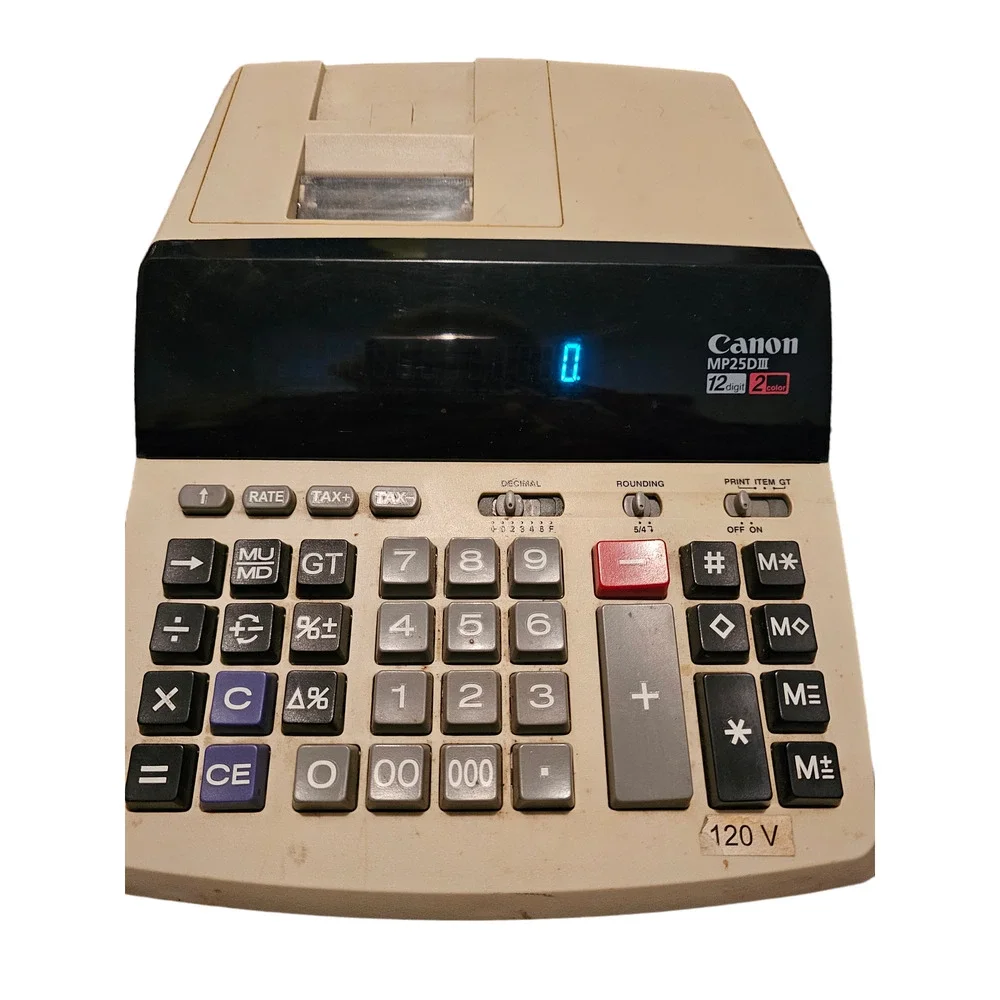 Canon MP25DIII 12 Digit 2 Color Electric Calculator Adding Machine Works